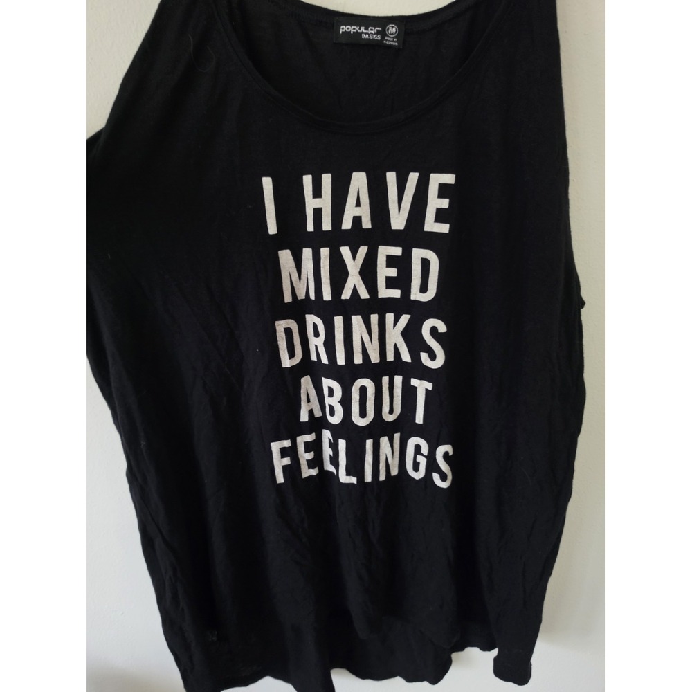 Spaghetti Strap I Have Mixed Drinks About Feelings Funny Tank Top Womens Size M